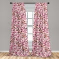 thumbnail image 2 of Floral Scene Window Curtains, Japanese Inspirations Spring Flowers Boho Romantic Botany Pattern, Lightweight Decor 2-Panel Set with Rod Pocket, Pair of - 28"x84", Pale Pink Pale Fuchsia, by Ambesonne, 2 of 3