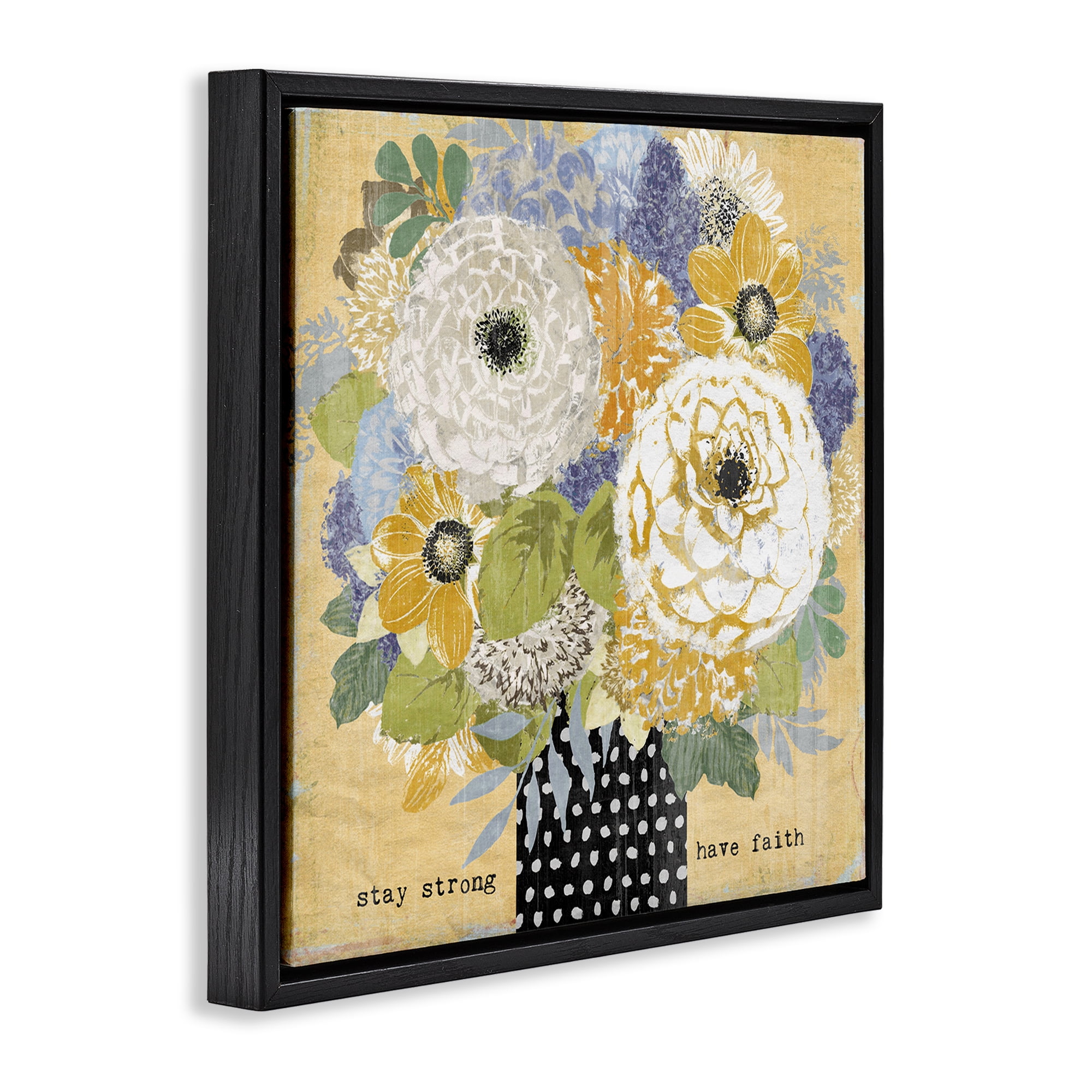 Stupell Industries Stay Strong Have Faith Black Framed Floater Canvas Wall Art, design by Suzanne Nicoll