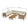 thumbnail image 3 of GDF Studio Keith Outdoor Acacia Wood 10 Seater Sectional Sofa Set with Cushions, Teak and Beige, 3 of 15