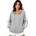 thumbnail image 5 of Gsakboxl Hoodie Women Autumn Winter Color Block Drop Shoulder High Collar Hooded Cardigan, Loose Trendy Casual Open Front Sweatshirt, 5 of 6