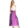 thumbnail image 4 of Sakkas Maran Women's Boho Embroidery Skirt with Lace Elastic Waist and Pockets - Purple - Plus Size, 4 of 5