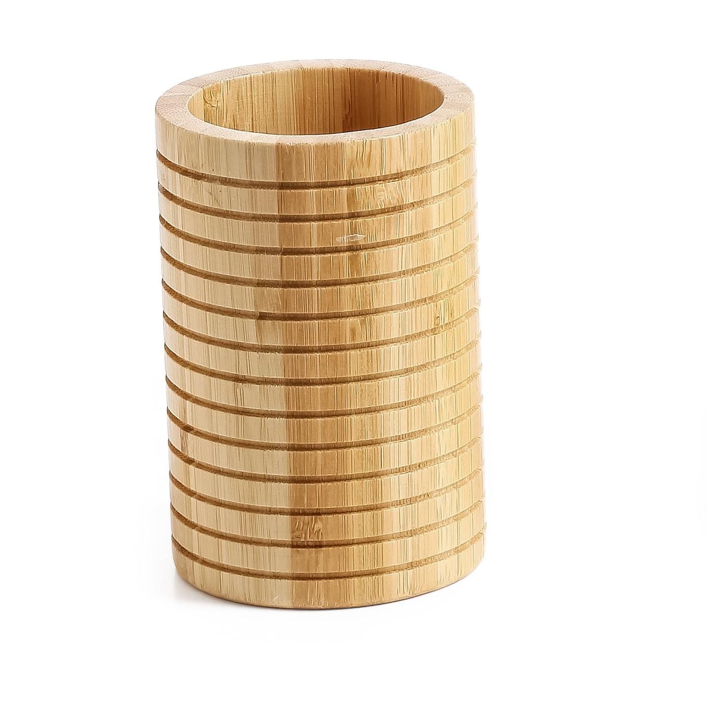 Hometrends Bamboo Ribbed Tumbler, Bamboo, 2.87" x 4.53"
