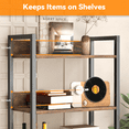 thumbnail image 5 of Behost 5 Tier 60 inch Tall Bookcase Open Bookshelf with Drawers, Wood, Metal and Fabric, 1 Pack, Rustic Brown, 5 of 9