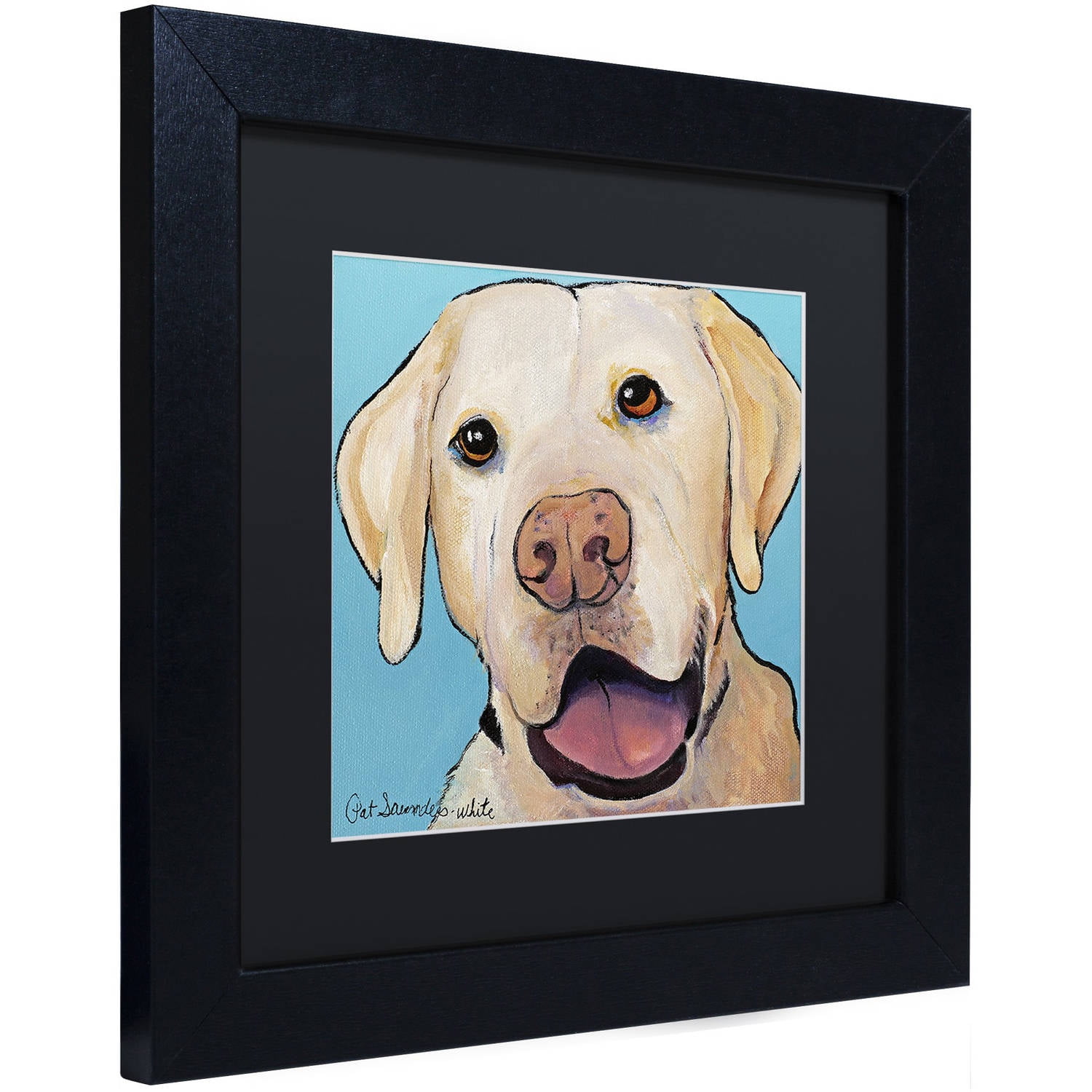 Trademark Fine Art "Lucky Dog Canvas Art" Canvas Art by Pat Saunders-White, Black Matte, Black Frame