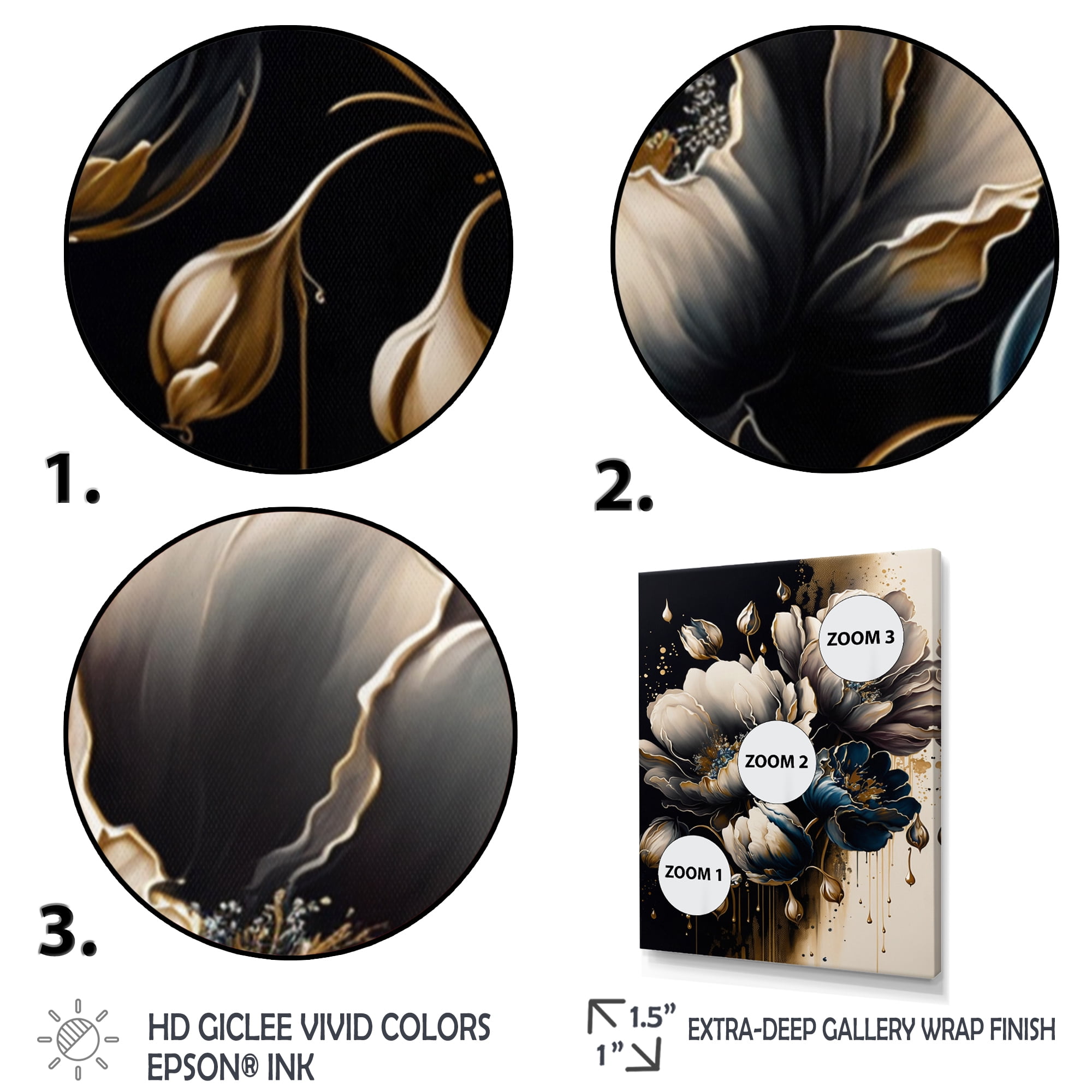 Designart Black And White Watercolor Roses II Canvas Wall Art