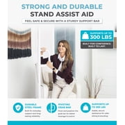 Stander Wonder Pole with Rotating Single Grab Bar, Tension Mounted Floor to Ceiling Transfer Pole for Seniors & Elderly Adults, No-Drill Support Rail with Assist Handle for Home & Bath Safety, White
