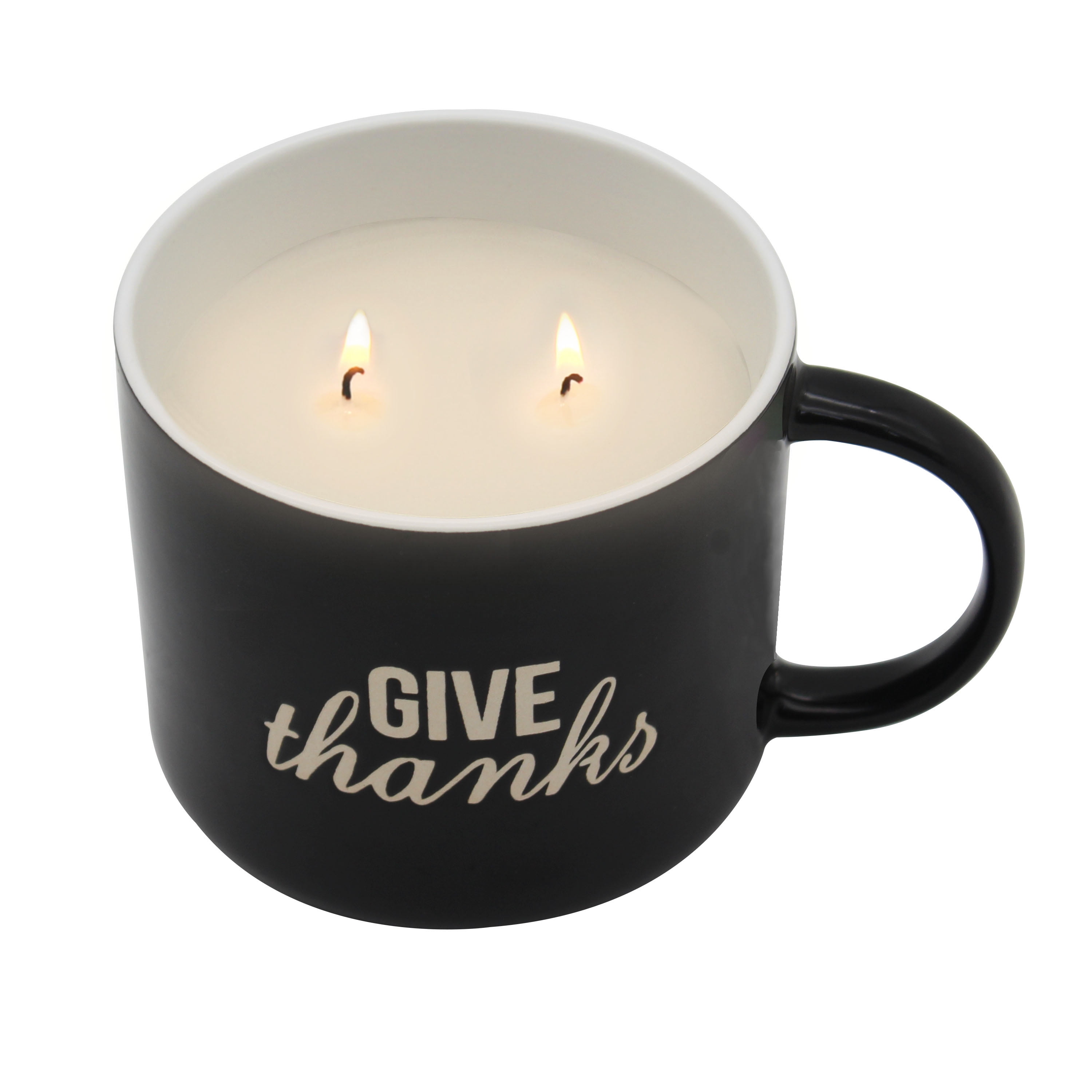 Mainstays 2-Wick 13-ounce Reusable Thanks Holiday Coffee Mug Scented Candle, Warm Apple Pie