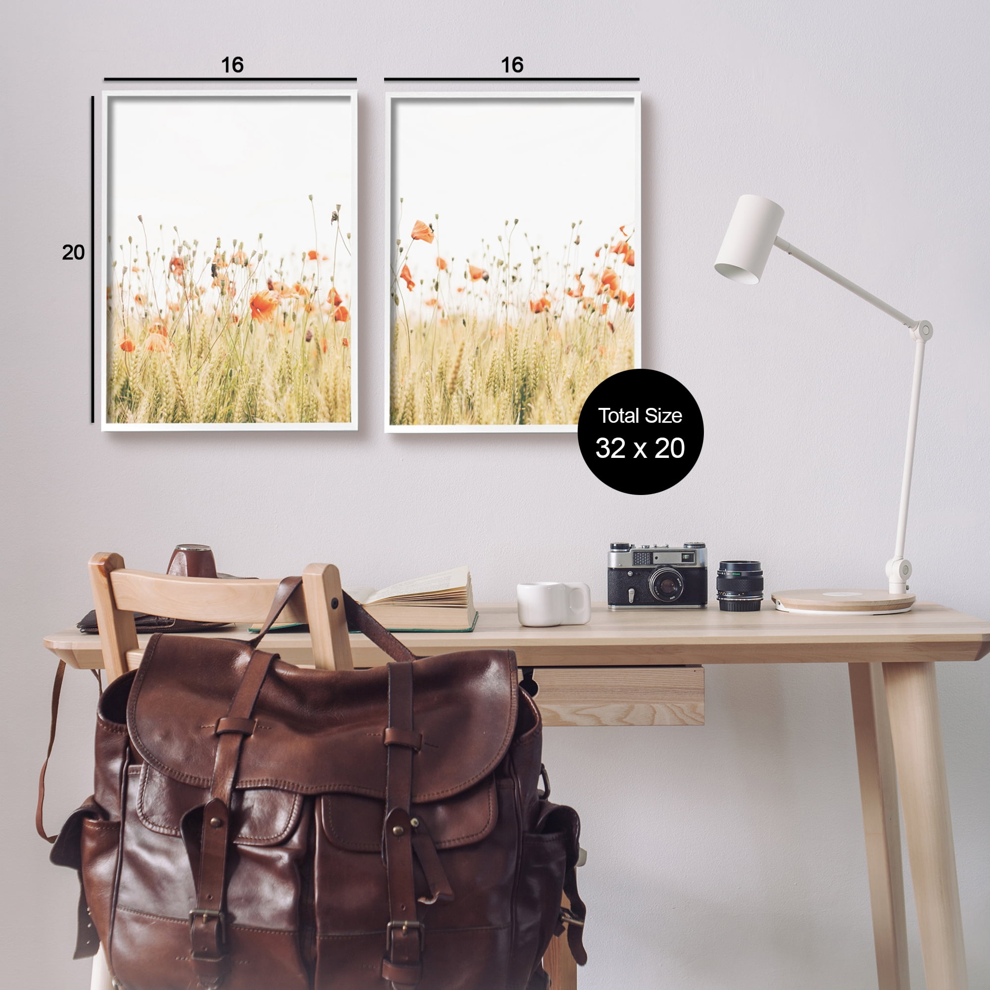 Stupell Industries Rural Poppy Field Landscape Photography White Framed Art Print Wall Art, 16 x 20