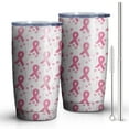 thumbnail image 2 of 20oz Tumblers Pink Breast Cancer and Pioneer Flower Stainless Steel Vacuum Insulated Double Wall Travel Tumbler Cups Mug with Lid and Straw,Cleaning Brush for Cold & Hot Drinks, 2 of 7