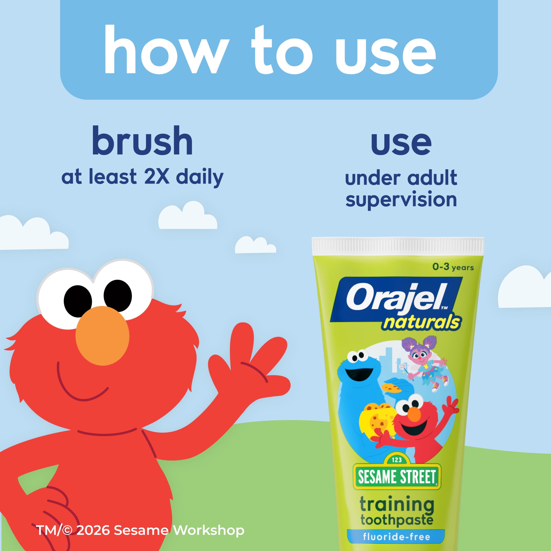 Orajel Naturals Sesame Street Toothpaste and Toothbrush, Natural Banana Apple, 1.0 oz