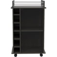 thumbnail image 5 of Tuhome Dukat Bar Cart,Two Shelves, Six Built-in Wine Rack, Four Casters -Espresso, 5 of 9