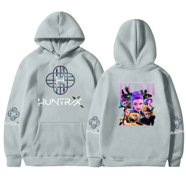 Pop cazadora para niña Demo-n Hunters Unisex Fashion Hooded Sweatshirt Streetwear Soft Comfortable Long Sleeve Hoodie for Daily Wear Spring Fall Winter (Light Gray)