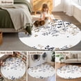 thumbnail image 5 of Round Rugs 5Ft, Grey Brown Leaves Round Area Rug Washable Indoor Throw Carpet, Summer Botanical Soft Non Slip Circle Rug for Cabinet Bathroom Home Decor Aesthetic, 5 of 8