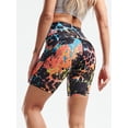 thumbnail image 2 of Cadmus Women's High Waist Spandex Compression Yoga Athletic Shorts for Workout Bike Running Side Deep Pockets,Orang Black,X-Large, 2 of 10