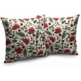 thumbnail image 2 of Christmas Poinsettia Pillow Covers 20x20 Inch Set of 2 Holly Berry Pine Cones Xmas Decorative Throw Pillows Vintage Red Green Floral Winter Holiday Pillow Cases for Home Couch Sofa, 2 of 6