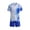 E095-Blue, variant on Boys Summer Soccer Jersey Set Quick Dry V Neck Short Sleeve Tee with Elastic Shorts 2 Piece Active Training Uniform for Kids