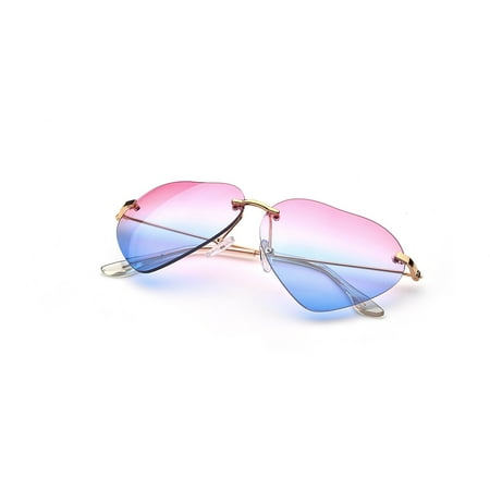 Heart Shape Fade Effect Color Rimless Style Sunglasses US Seller