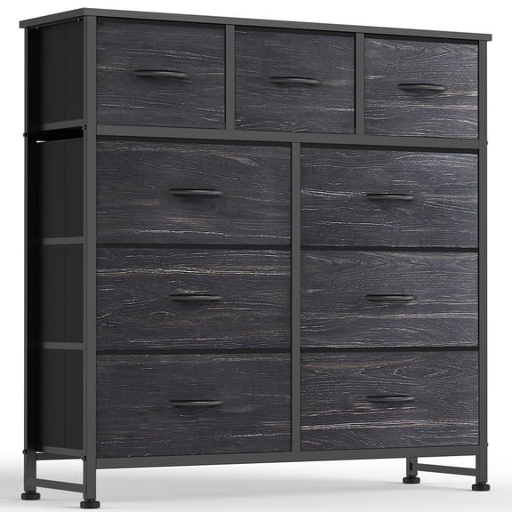 9 Drawers Fabric Dresser for Bedroom, Drawer Organizer Storage Cabinet for Closet, Clothes, TV Stand, Black