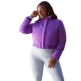 thumbnail image 3 of Rebdolls Women's Plus Size Puffer Bomber Jacket - Purple - Medium, 3 of 3