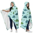 thumbnail image 2 of Wearable Blanket,LightBlue Cartoon Dinosaurs NatureElements Pattern Hooded Wearable Flannel Blanket for Adults & Teens,Winter Poncho Shawl Wrap Cape Cozy Anti-Pill,50"x60", 2 of 4