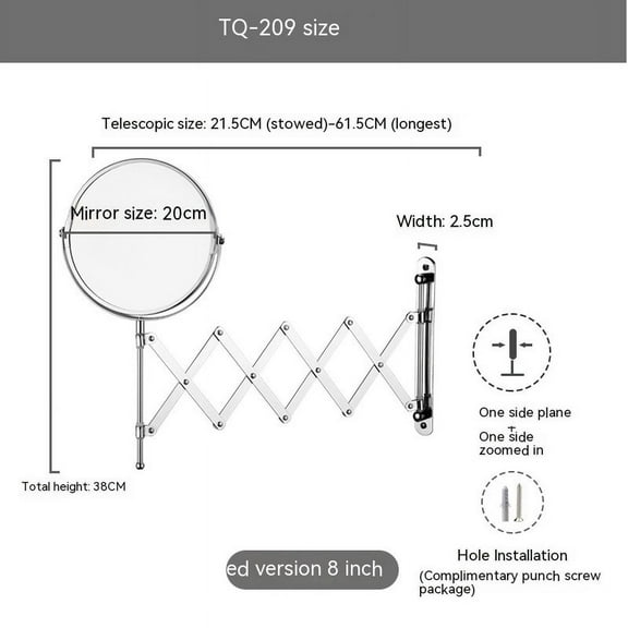 Two-Sided Wall-Mounted Makeup Mirror - Makeup Mirror with 3X Magnification Bracket Mirror with Chrome Finish Wall Mount