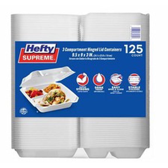 Hefty Supreme Foam 3 Compartment HLC (125 ct.)