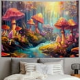thumbnail image 2 of PRATYUS Mushroom Tapestry Misty Forest Tree Tapestry Reactive Floral Plant Wall Tapestry Magical River Tapestry Aesthetic Fantasy Landscape Tapestry Wall Hanging for Bedroom Decor Multi Size Painting, 2 of 6