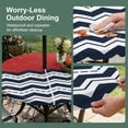 thumbnail image 5 of Round Outdoor Tablecloth with Umbrella Hole and Zipper, Black Chevron Tablecloth with Elastic Waterproof, Geometric Navy Blue White Sea Wavy Striped Patio Table Covers for 31" - 35" Pool Tables, 5 of 9