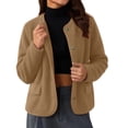 thumbnail image 6 of Sheghy Womens Denim Jacket Inspired Crew Neck Single Button Jacket - Solid Long Sleeve Winter Khaki XXXXL, 6 of 6
