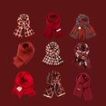 thumbnail image 1 of Bufanda de lana a cuadros cálida de invierno para mujer, color rojo, de punto, regalo de Navidad, 1 of 1
