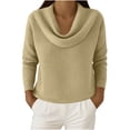 thumbnail image 3 of Jsaierl Waffle Sweatshirts for Women Cute Solid Color Cowl Neck Sweatshirt Trendy Sweater Comfort Long Sleeve Shirts Fall Clothes S-5XL, 3 of 10