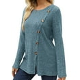 thumbnail image 3 of UVN Womens Sweatshirts Crewneck Long Sleeve Shirts Casual Ladies Tops with Buttons, 3 of 7