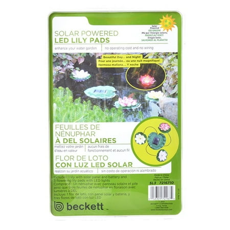 Solar Pals - Beckett Solar LED Lily Lights for Ponds 3 Lily Pad Lights