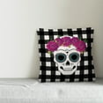 thumbnail image 2 of Creative Products Sugar Skull Buffalo Check 18x18 Spun Poly Pillow, 2 of 2