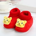 thumbnail image 2 of Dakaela Baby Booties Newborn Boys Girls Non Slip Fleece Boots Slipper Socks Infant First Walker Winter Crib Shoes Red Size 3.5, 2 of 6