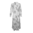 thumbnail image 4 of Kcodviy Robe Longue à Col en V pour Femme, Robes d'Été Décontractées, Robe à Lacets, Justaucorps, Robes d'Été pour Femmes Petite, Longueur Petite, Hanches, Coupe Ajustée, Portefeuille, Imprimé, Robes Maxi Petite, Robe pour Femme, 4 of 5