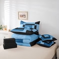 thumbnail image 6 of Homewish Blue Black Square 7pcs Bedding Comforter Set,Geometric Desgin Queen Bedding Sets,Modern Art Queen Sheet Sets For Adults,Luxury Bedroom Decor Reversible, 6 of 8