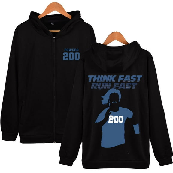 Chad Powers - Think Fast, Run Fast Merch Zipper Hoodie – Unisex Full-Zip Graphic Pullover, Casual Streetwear for TV Series Fans