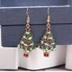 thumbnail image 2 of Pendientes de ciervo y muñeco de nieve de peluche de Papá Noel Pendientes con diamantes Pendientes de árbol de Navidad Regalos navideños Papá Noel de peluche, 2 of 4