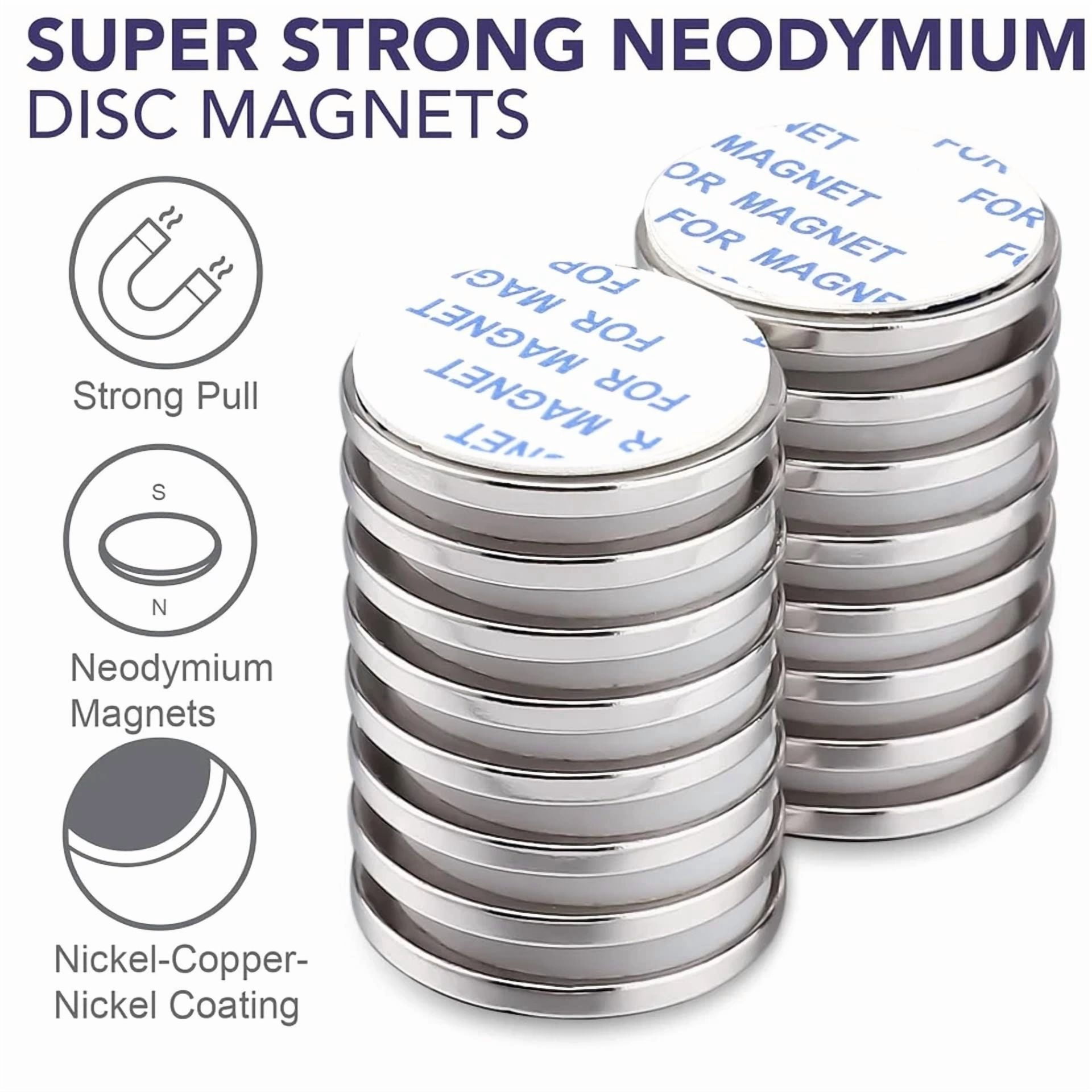 CIRCLE- Super Strong Neodymium Disc Magnets With Double-Sided Adhesive, Powerf