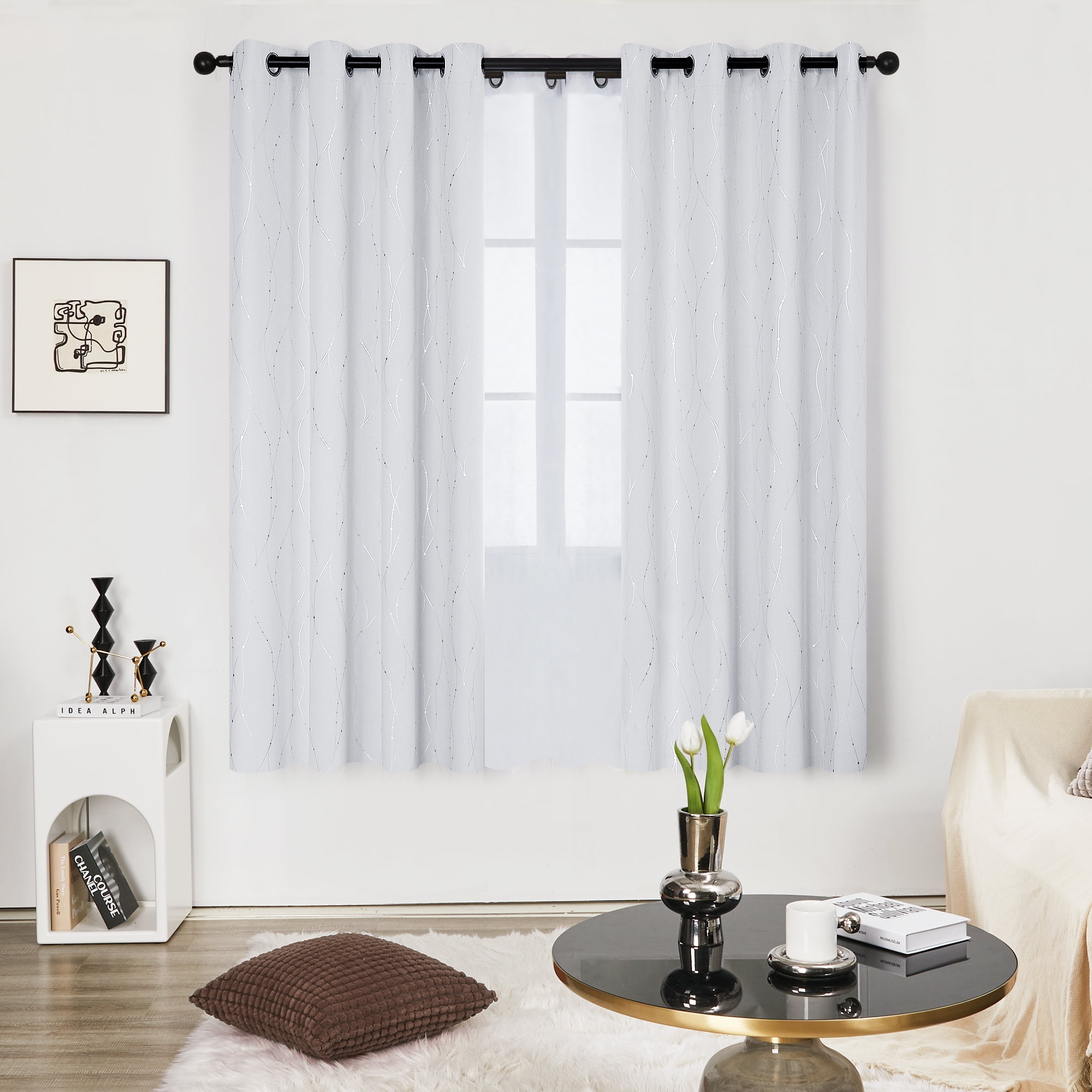 1Pc Solid Pattern Grommet Room Darkening White Velvet Curtain Drapes Door/Window