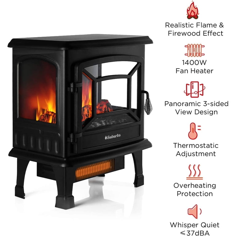 TURBRO Suburbs TS20 Electric Fireplace Infrared Heater, Freestanding,  Realistic Dancing Flame Effect, Overheating Safety Protection - Walmart.com