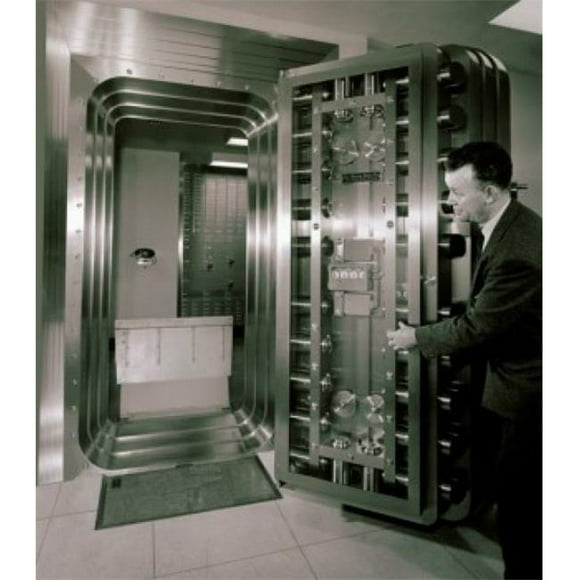 Posterazzi SAL2554360 Side Profile of a Mature Man Opening a Bank Vault Door Poster Print - 18 x 24 in.