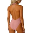 thumbnail image 6 of RQYYD Women Sexy Tummy Control One Piece Swimsuits Halter Push Up Bathing Suits Swimwear, 6 of 6