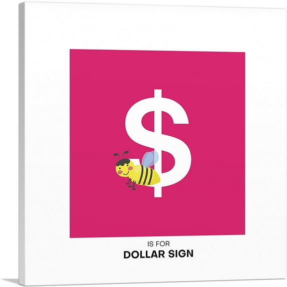 ARTCANVAS Kids Animal Alphabet Dollar Sign Symbol Canvas Art Print - Size: 18" x 18" (0.75" Deep)