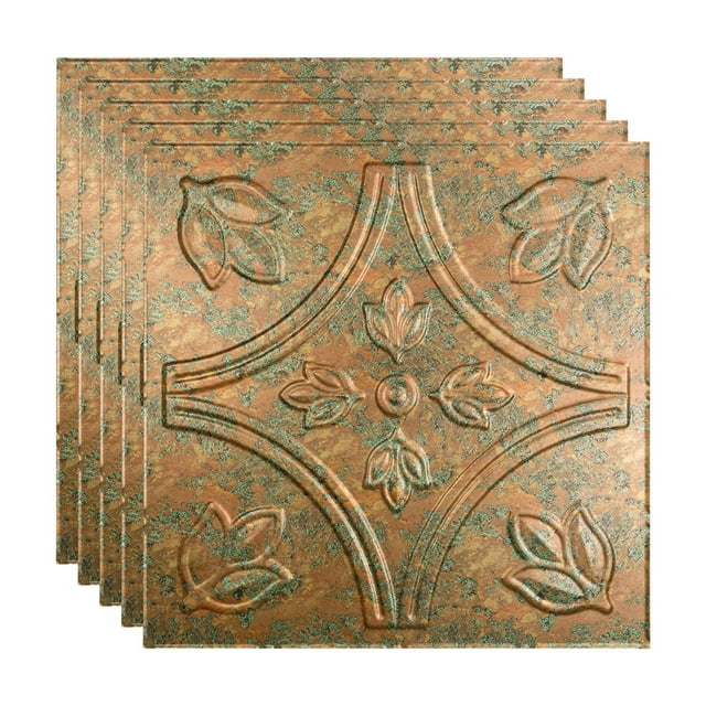 FASÄDE Traditional Style/Pattern 5 Decorative Vinyl 2ft x 2ft Lay in Ceiling Panel in Copper Fantasy (5 Pack)