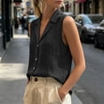thumbnail image 5 of ZGRBOU Womens Sleeveless Button Down Shirts Summer Cotton Linen V Neck Blouses Solid Color Casual Work Tank Tops, 5 of 7