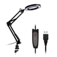 thumbnail image 1 of Lámpara de lectura con lupa LED, ajustable de 10 niveles y 3 tonos, ampliación 5X, base plegable y pinza, alimentación USB, color negro, ideal para uso prolongado., 1 of 6