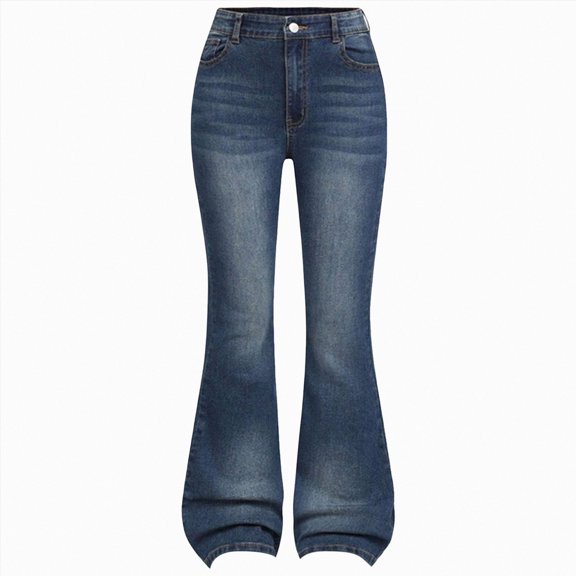 Linfrsh Girl's Bell Bottom Jeans Bootcut Flare Wide Leg Denim Pants with Pockets (Blue,7-8 Years)