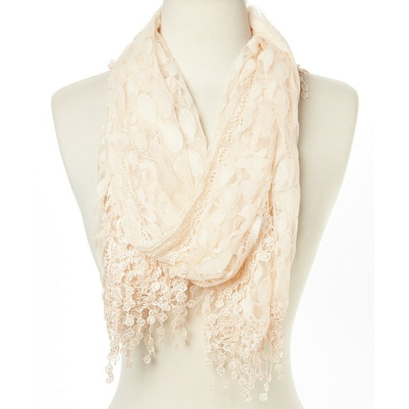 OC Fashion & Co Lightweight Feminine Teardrop Fringe Vintage Lace Scarf Mesh Crochet Tassel Scarfs for Women